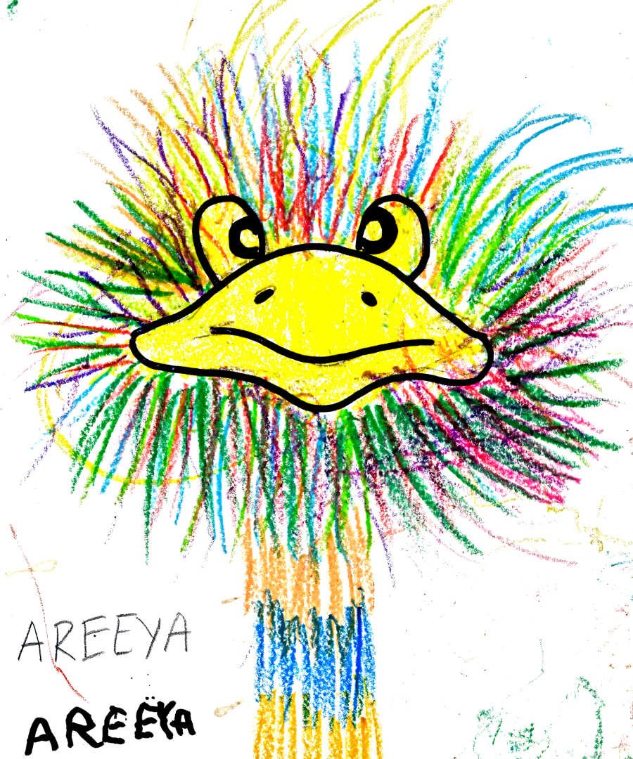 Areeya paints an ostrich